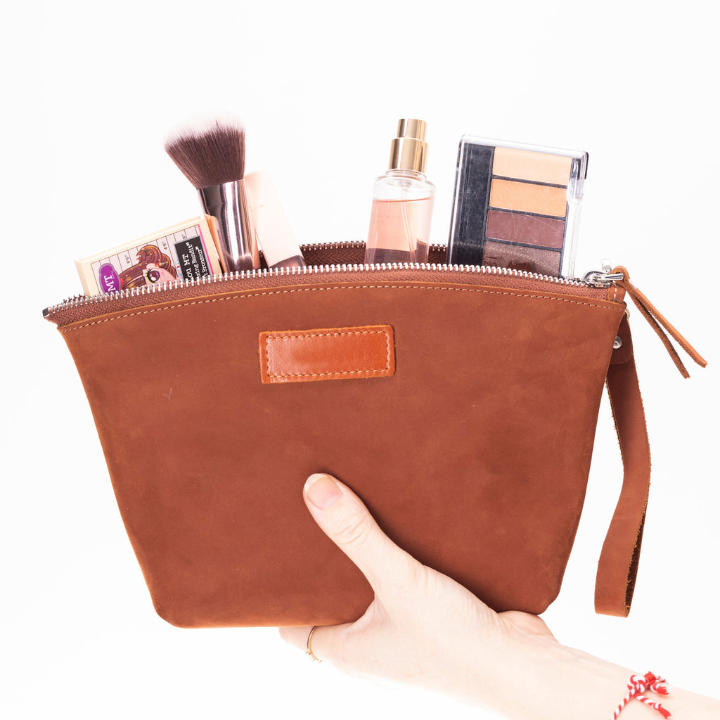 Avondale Premium Leather Dopp Kit - Travel Makeup Bag for Men & Women