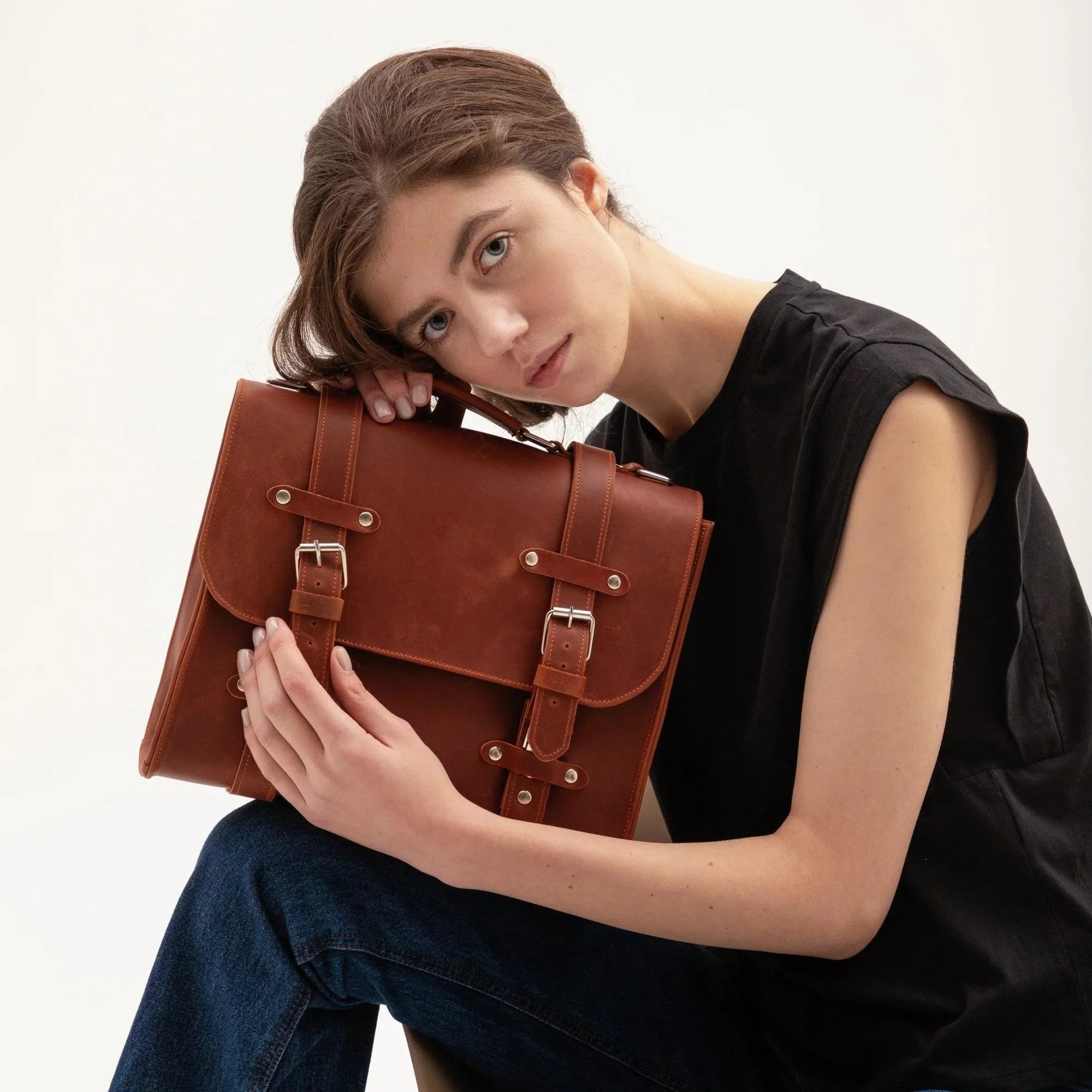 Genuine Leather Briefcase Bag Lora | Women's Work Bag