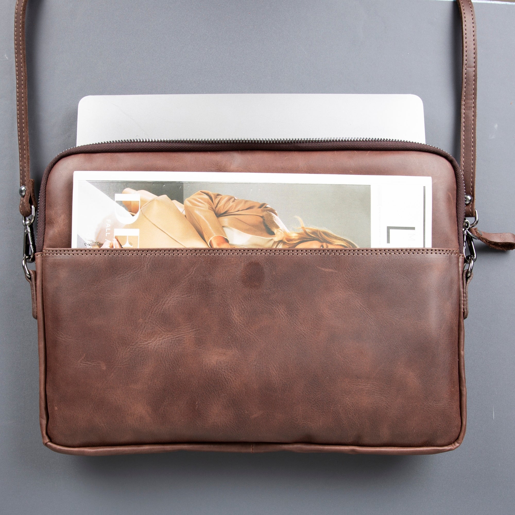 Seward Leather Laptop Bag with Shoulder Strap - MacBook Sleeve 14" & 16"